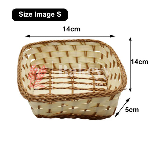 Handmade Square Wicker Basket | Multipurpose Storage & Gift Hamper Tray | 1 Piece - Bakeyy.com - India - Handmade Square Wicker Basket | Multipurpose Storage & Gift Hamper Tray | 1 Piece - Small