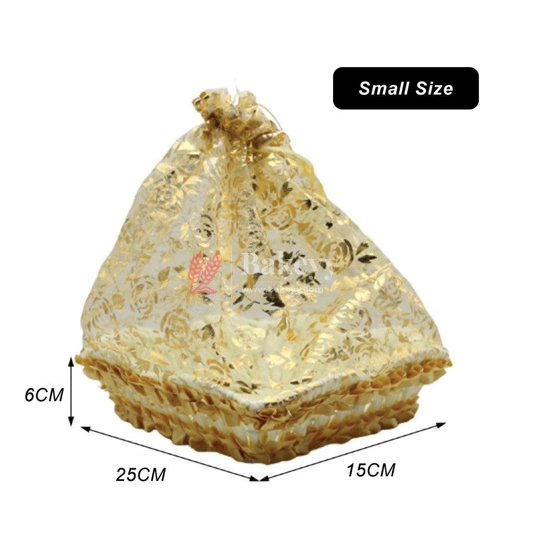 Small | Gold Rectangle Decorative Net Basket | Hamper Basket | Pack of 1 - Bakeyy.com - India - Small | Gold Rectangle Decorative Net Basket | Hamper Basket | Pack of 1 - Default Title