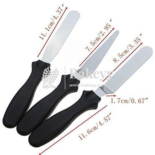 Spatula Set With Plastic Handle - 3-Piece, 2 Angled And 1 Straight - Bakeyy.com