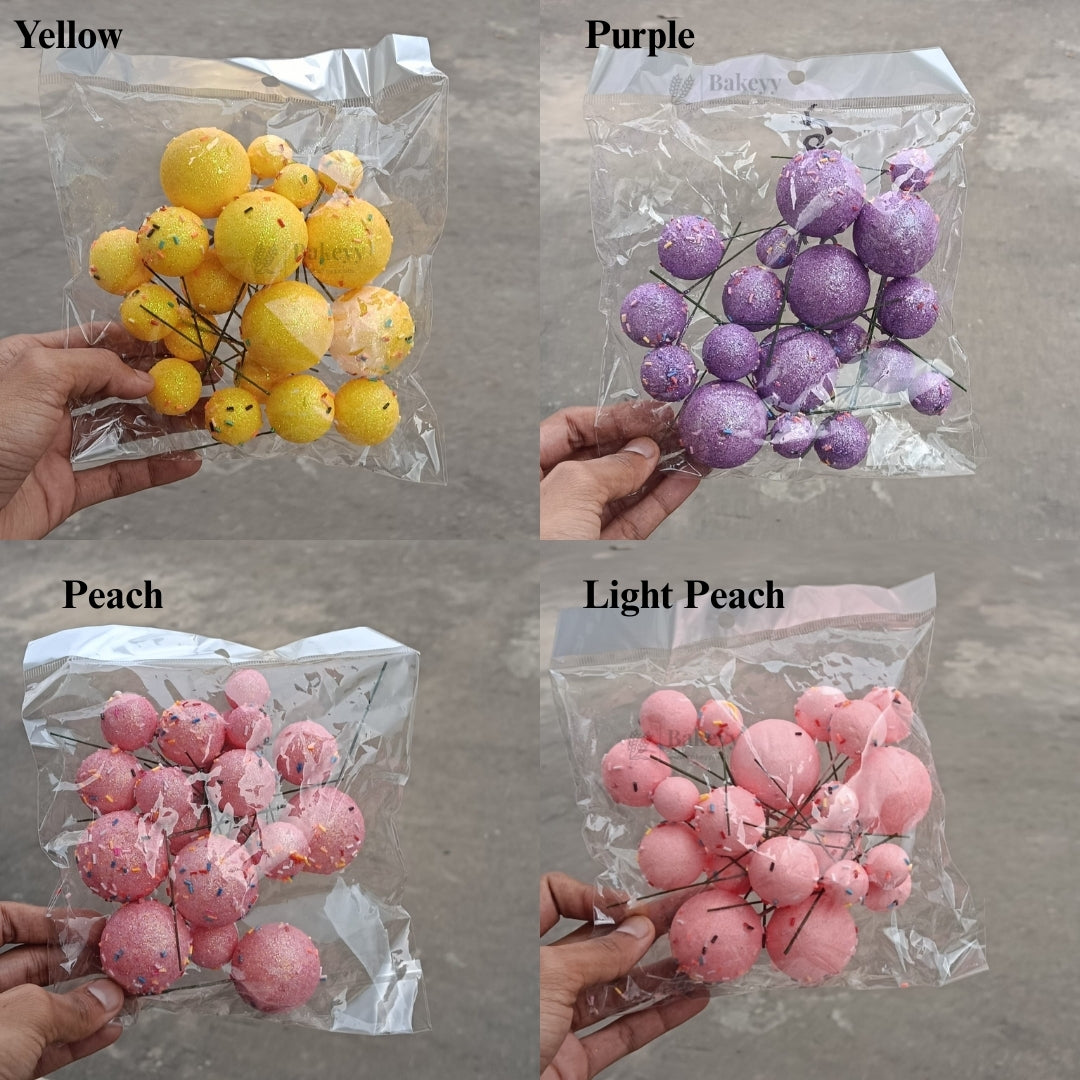 Decorative Faux Sprinkle and Glitter Balls for Cakes and Party Styling | Glitter Faux Balls | Cake Décor | Pack of 20