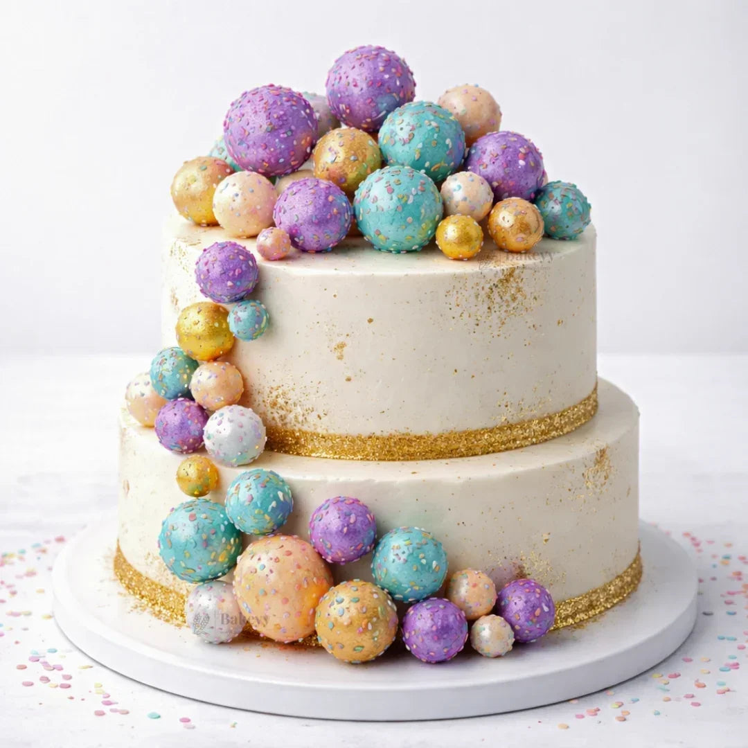 Decorative Faux Sprinkle and Glitter Balls for Cakes and Party Styling | Glitter Faux Balls | Cake Décor | Pack of 20 - Bakeyy.com - India - Decorative Faux Sprinkle and Glitter Balls for Cakes and Party Styling | Glitter Faux Balls | Cake Décor | Pack of 20 - White 80.00