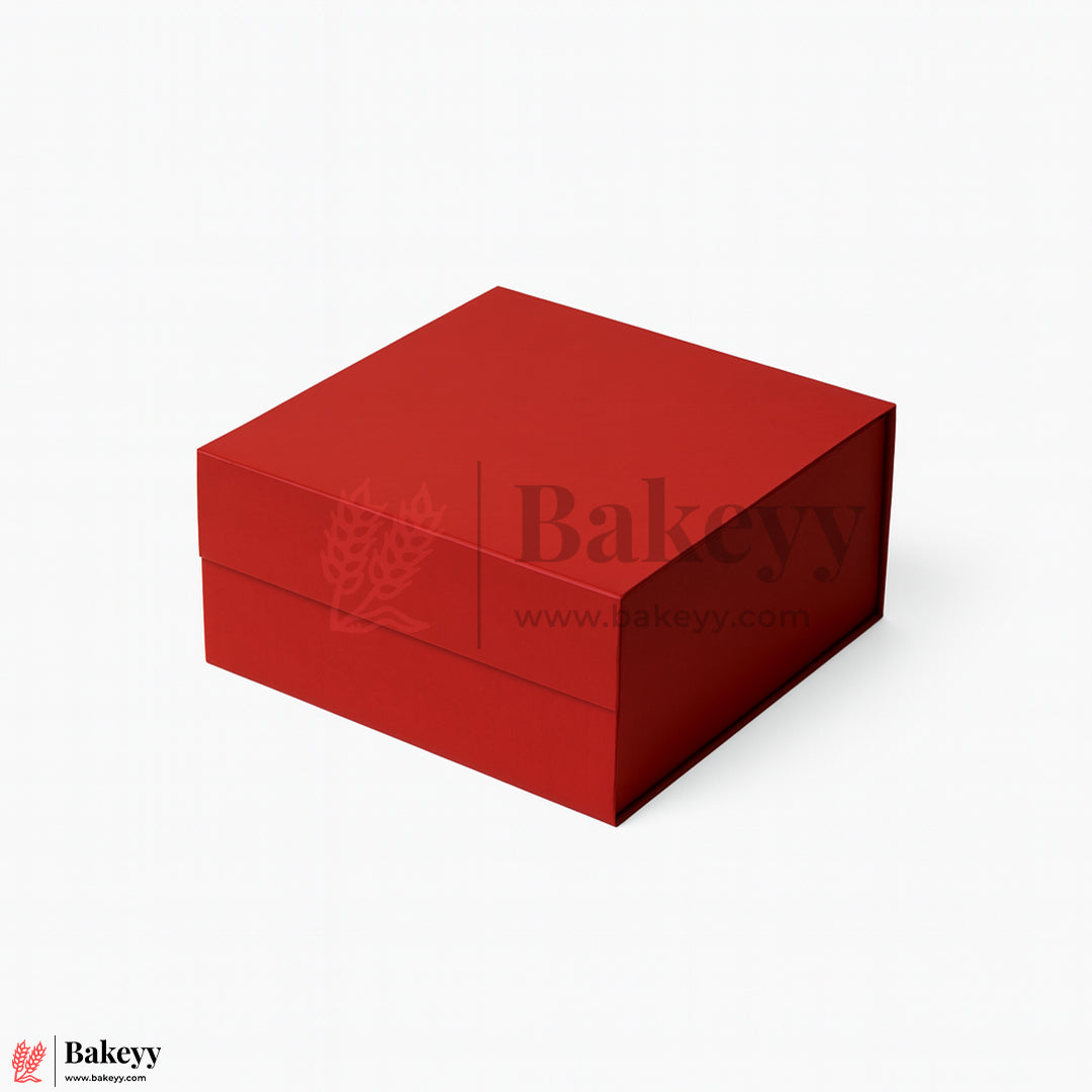 10x10x4 Inches | Large Sized Premium Red Colour Collapsible Magnetic Lid Gift Box - Pack of 1