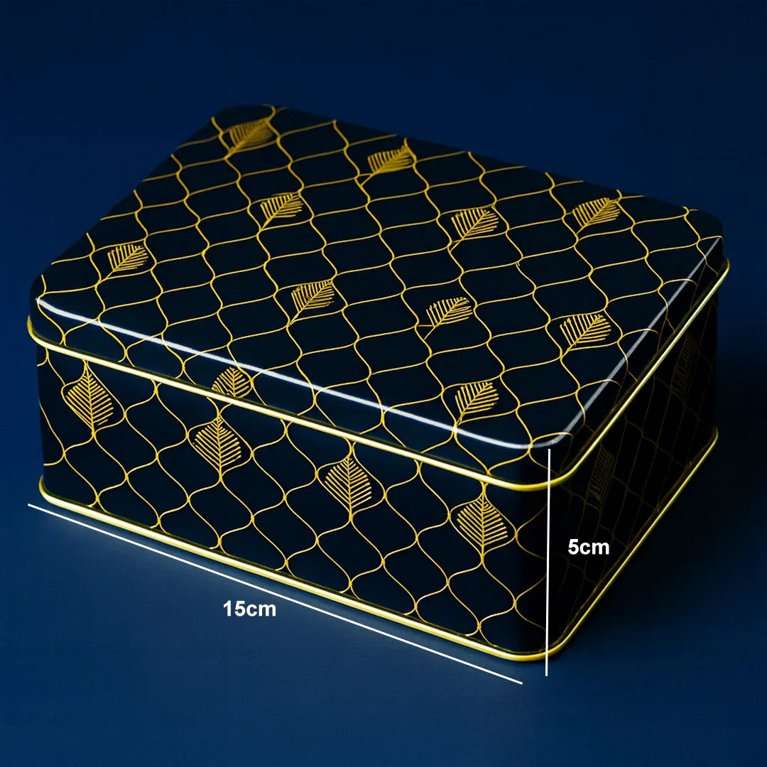 Square Premium Black & Gold Metal Gift Tin Box – Elegant Reusable Packaging | Pack of 2