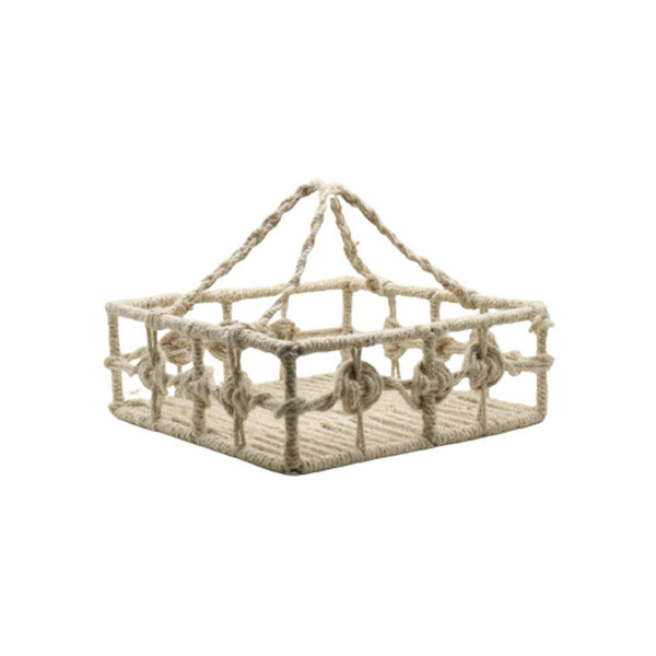 Square Decorative Jute Metal Hamper Basket For Gifting | Small - Bakeyy.com