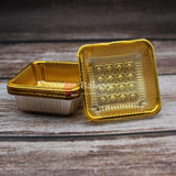 Square Disposable Plastic Gold Foil Tray | Sweet Tray | Chocolate Tray | Pack of 100 - Bakeyy.com - India - Square Disposable Plastic Gold Foil Tray | Sweet Tray | Chocolate Tray | Pack of 100 - 6 cm