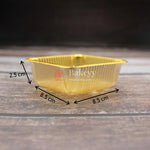 Square Disposable Plastic Gold Foil Tray | Sweet Tray | Chocolate Tray | Pack of 100 - Bakeyy.com - India - Square Disposable Plastic Gold Foil Tray | Sweet Tray | Chocolate Tray | Pack of 100 - 8.5 cm