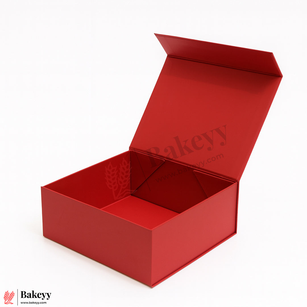 10x10x4 Inches | Large Sized Premium Red Colour Collapsible Magnetic Lid Gift Box - Pack of 1