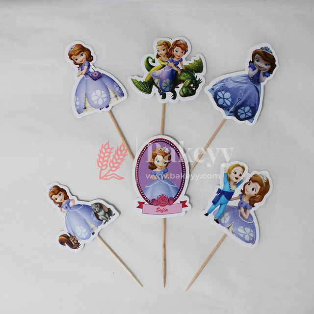 6pcs Sofia theme Birthday Cake Topper| Cupcake Toppers| Bday Decorations Items - Bakeyy.com - India - 6pcs Sofia theme Birthday Cake Topper| Cupcake Toppers| Bday Decorations Items - Default Title