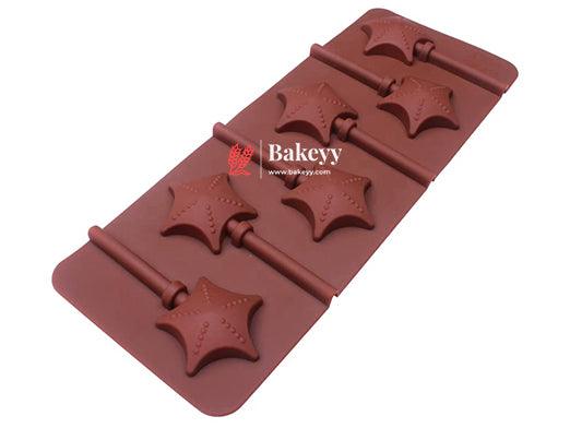 Star Lollipop Silicone Mould (6 Cavity) | Candy Cabochon Making | Flexible Mold for Resin Crafts - Bakeyy.com