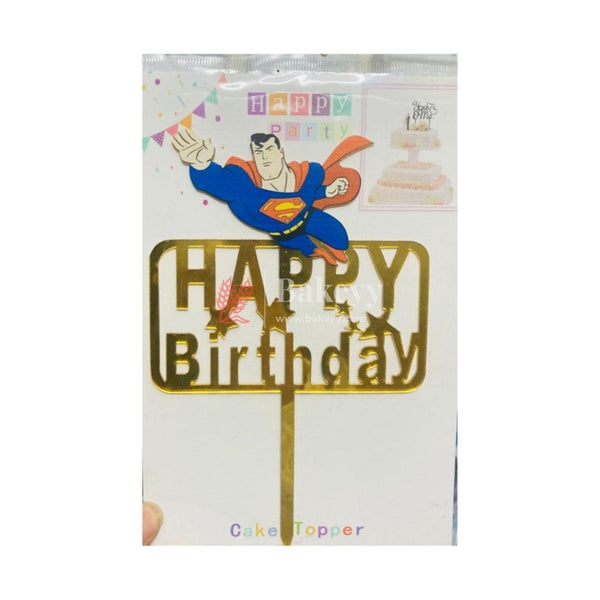 Superman Happy Birthday Cake Topper - Bakeyy.com