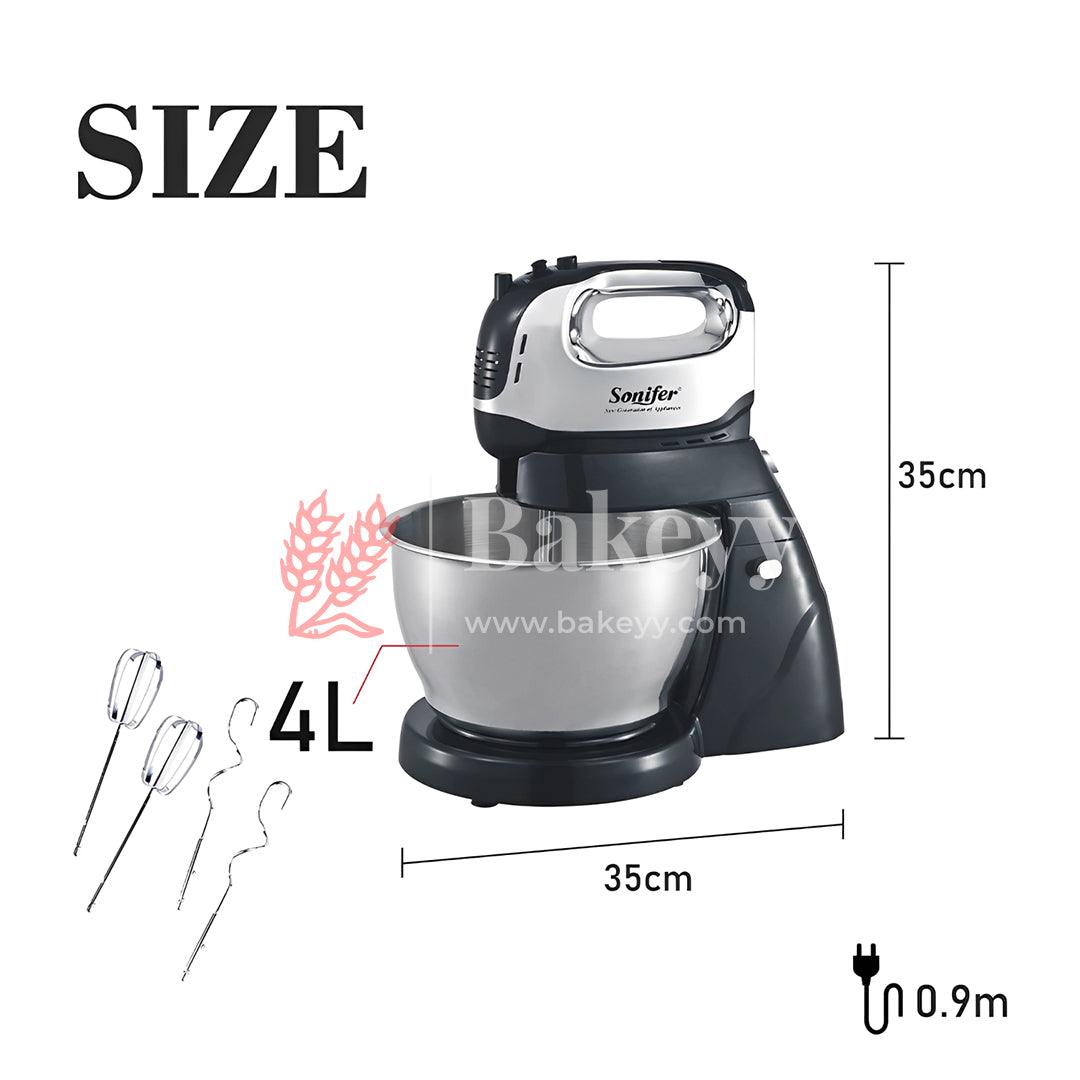 Sonifer Mixer For Baking Electric Hand Mixer With Bowl Stand Mixer With Stand & 4L Stainless Bowl - Bakeyy.com - India - Sonifer Mixer For Baking Electric Hand Mixer With Bowl Stand Mixer With Stand & 4L Stainless Bowl - Default Title