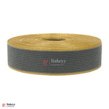 343 | Elastic Grey Ribbon with Gold Borders – 3cm | 18 Meter Roll