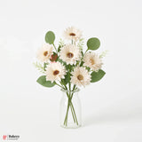 Artificial Gerbera Daisy Flower Bunch – 42cm | Gradient Of Light Pink And Off White| Decorative Stick for Home & Events | Pack Of 1