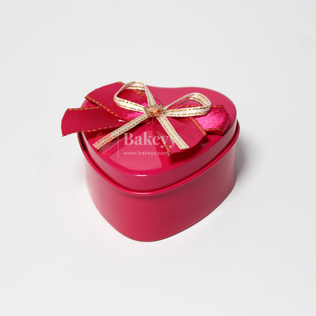 Small | Rose Pink Heart Empty Decorative Tin Box | Gift Box | Chocolate Box | Sweet Box | Jewellery Box | Luxury Box | Pack of 12