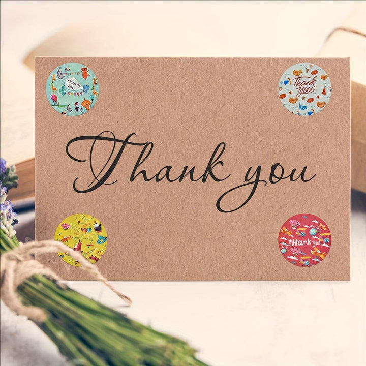 Thank You Stickers Roll | Thank You Labels Round Adhesive Stickers | For Busines and Shop (Pack of 500 Sticker Lable) - Bakeyy.com