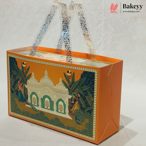 Traditional Printed Gift Hamper Boxes Set of 3 with Transparent Handle & Jar Compartments  | Elegant Gift Packaging | Pack of