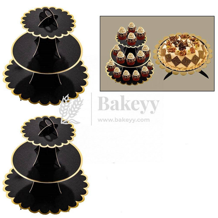 Tier Layer Cupcake Dessert Paper Stand Display Rack | Black - Bakeyy.com
