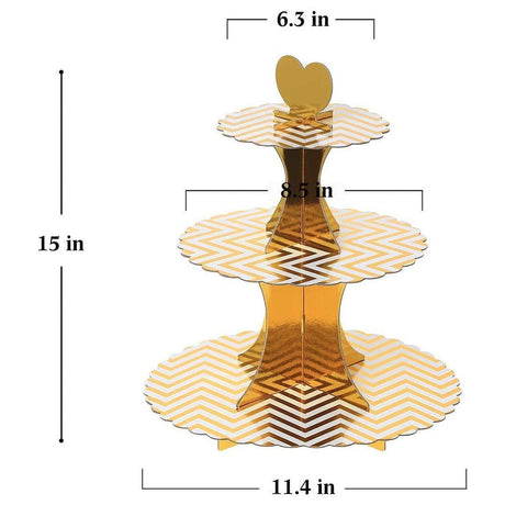 Tier Layer Cupcake Dessert Paper Stand Display Rack | Golden Zig Zag - Bakeyy.com - India - Tier Layer Cupcake Dessert Paper Stand Display Rack | Golden Zig Zag - Default Title