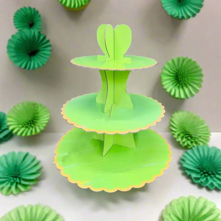 Tier Layer Cupcake Dessert Paper Stand Display Rack | Green - Bakeyy.com