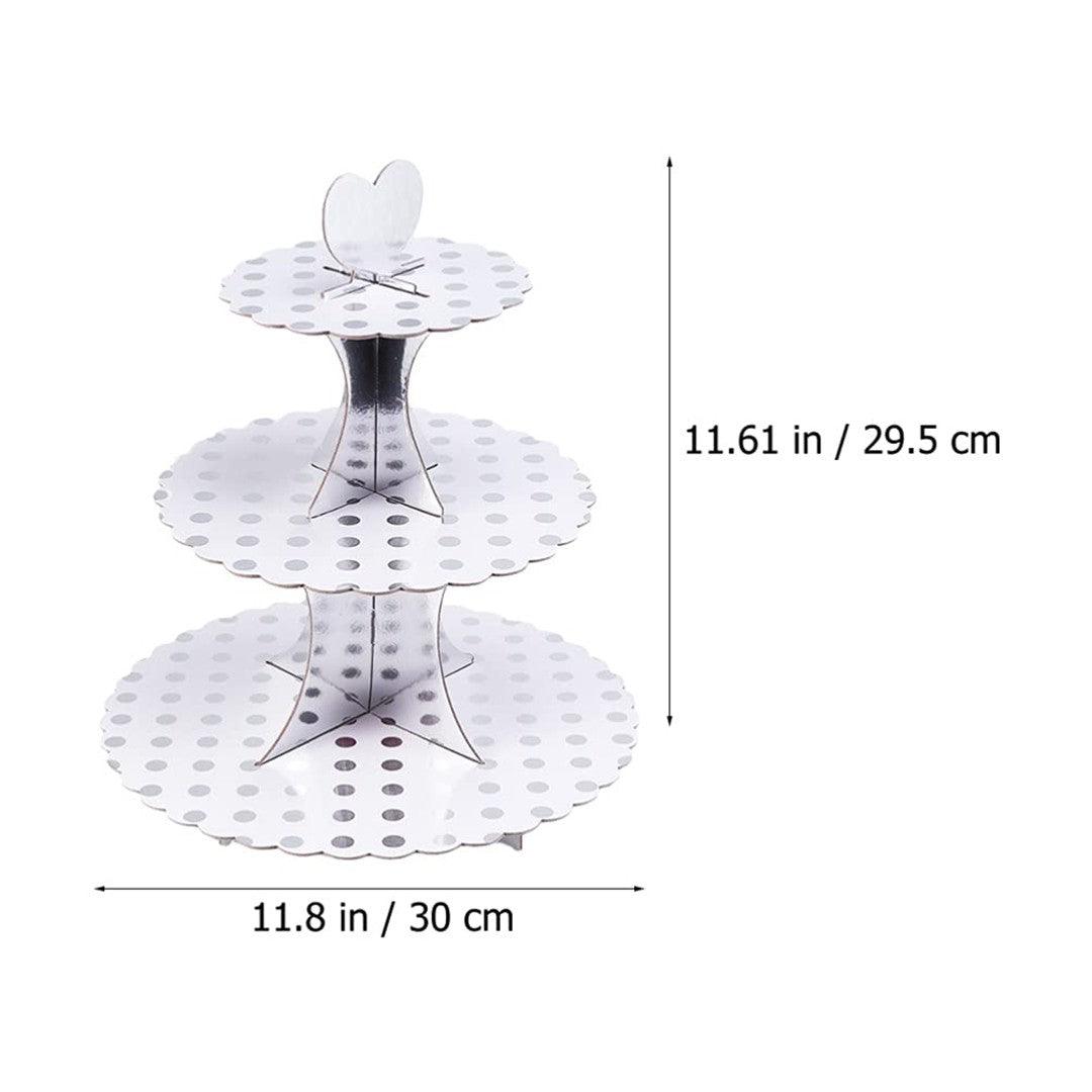 Tier Layer Cupcake Dessert Paper Stand Display Rack | Silver Dotted - Bakeyy.com - India - Tier Layer Cupcake Dessert Paper Stand Display Rack | Silver Dotted - Default Title