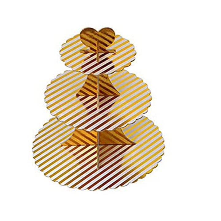 Tier Layer Cupcake Dessert Paper Stand gold - Bakeyy.com