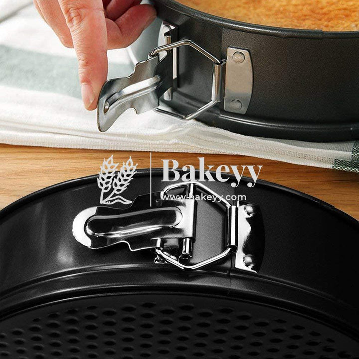 Tin Cake Mould Mould Heart Round Square Shape Making Tray | 3-Pieces | Black | Non Stick - Bakeyy.com