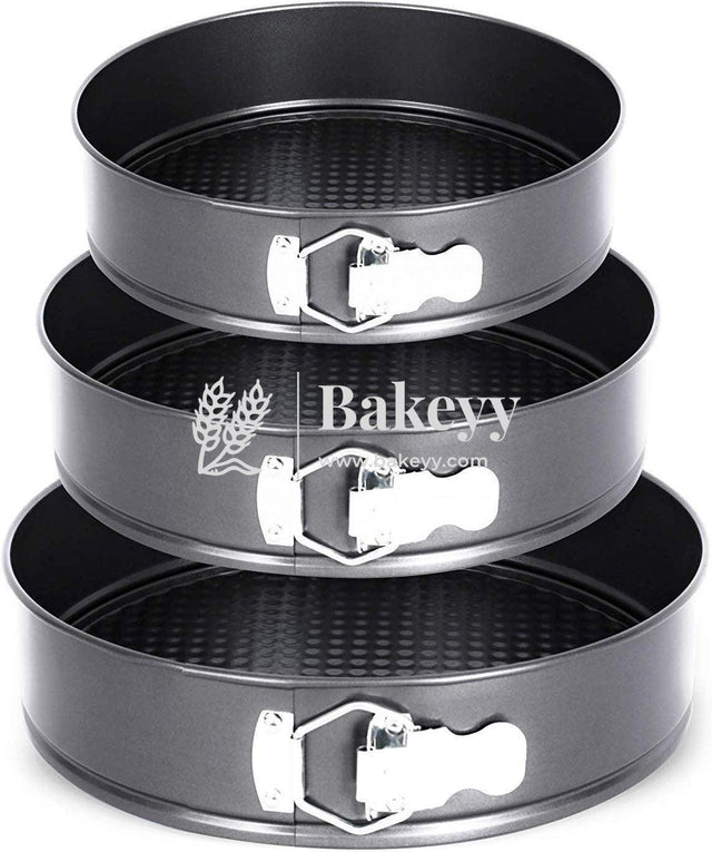 Tin Cake Mould Mould Round Shape Making Tray | 3-Pieces | Black | Non Stick - Bakeyy.com - India - Tin Cake Mould Mould Round Shape Making Tray | 3-Pieces | Black | Non Stick - Default Title