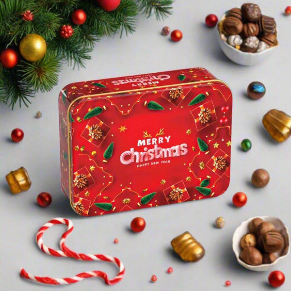 Red Christmas Design | Elegant Christmas Decorative Tin Box | Gift Box | Chocolate Box | Cookie Box | Luxury Box | Pack of 6 | - Bakeyy.com - India - Red Christmas Design | Elegant Christmas Decorative Tin Box | Gift Box | Chocolate Box | Cookie Box | Luxury Box | Pack of 6 | - Default Title