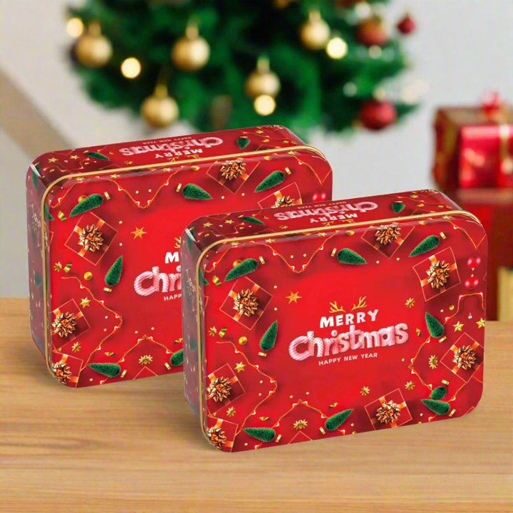 Red Christmas Design | Elegant Christmas Decorative Tin Box | Gift Box | Chocolate Box | Cookie Box | Luxury Box | Pack of 6 | - Bakeyy.com - India - Red Christmas Design | Elegant Christmas Decorative Tin Box | Gift Box | Chocolate Box | Cookie Box | Luxury Box | Pack of 6 | - Default Title