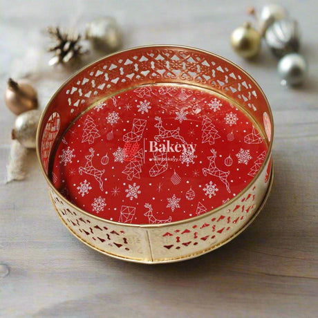 Round Christmas Tray with Two Jars | Pack of 1 | Perfect for Gifting, Dry Fruits, or Candy Storage - Bakeyy.com - India - Round Christmas Tray with Two Jars | Pack of 1 | Perfect for Gifting, Dry Fruits, or Candy Storage - Default Title