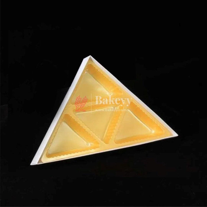 Triangle 4 Cavity GOLDEN TRAY (PACK OF 10) - Bakeyy.com