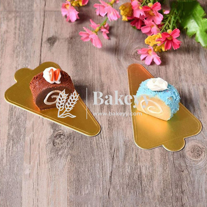 Triangle Pastry Base Mousse Cake Boards Gold (24 pcs) - Bakeyy.com