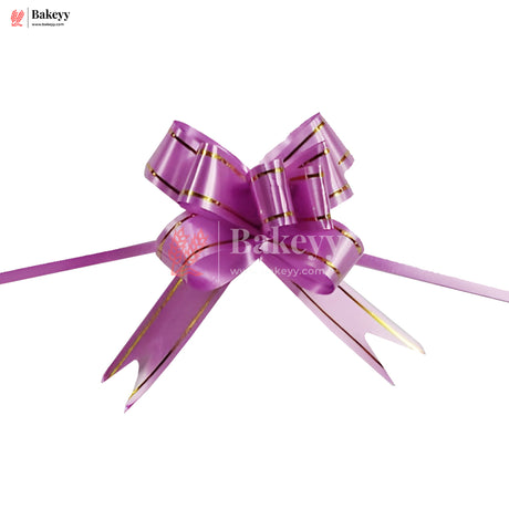 Premium Purple Pull Up Ribbon for Gift Wrapping – Glossy Finish with Golden Edge (Pack of 10) - Bakeyy.com - India - Premium Purple Pull Up Ribbon for Gift Wrapping – Glossy Finish with Golden Edge (Pack of 10) - 18.5cm