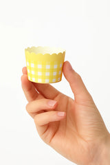 5cm | Check & White Striped Scallop-Edge Baking Cups – Premium Paper Muffin Cup Liners | Pack Of 50