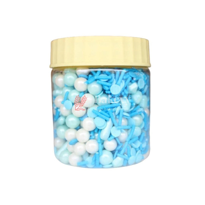 Turquoise, Blue & White Color Mixed Design Sprinklers | 100g - Bakeyy.com