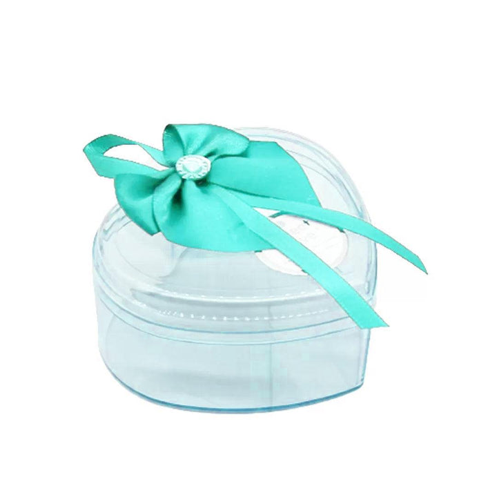 Turquoise Blue Heart Empty Decorative Acrylic Box | Gift Box | Chocolate Box | Sweet Box | Jewellery Box | Plastic Box | Pack of 10 - Bakeyy.com