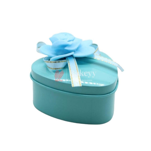 Turquoise Heart Empty Decorative Tin Box | Gift Box | Chocolate Box | Sweet Box | Jewellery Box | Luxury Box | Pack of 18 - Bakeyy.com
