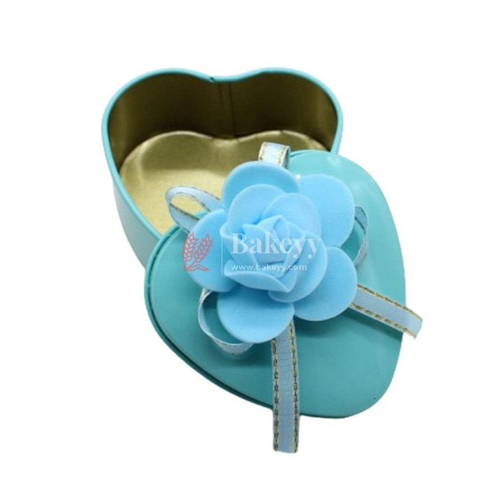 Turquoise Heart Empty Decorative Tin Box | Gift Box | Chocolate Box | Sweet Box | Jewellery Box | Luxury Box | Pack of 18 - Bakeyy.com