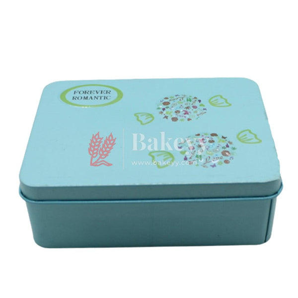 Turquoise Rectangle Empty Decorative Tin Box | Gift Box | Chocolate Box | Sweet Box | Jewellery Box | Luxury Box | Pack of 8 - Bakeyy.com