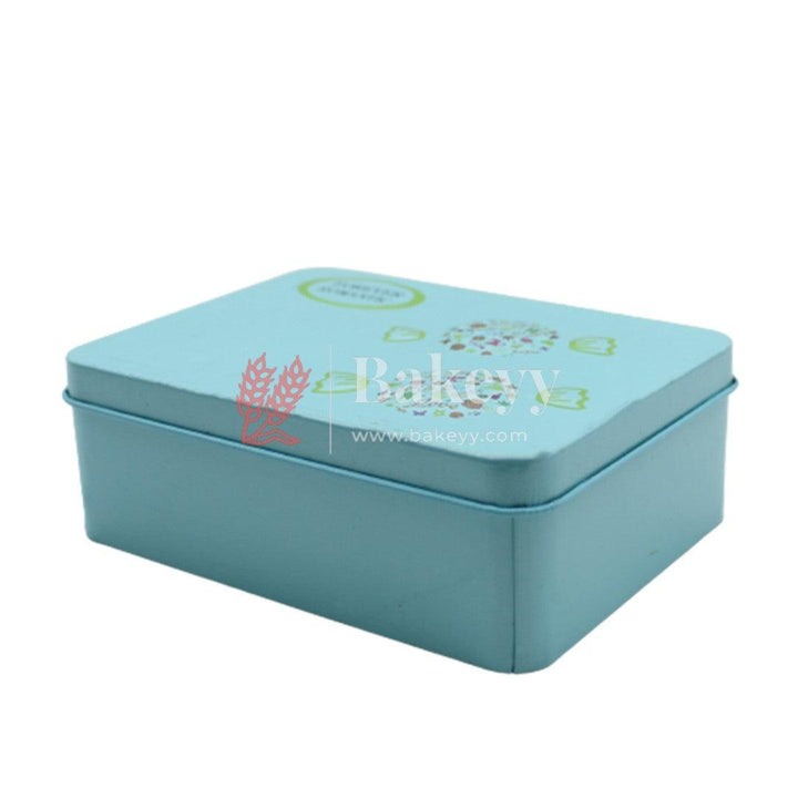 Turquoise Rectangle Empty Decorative Tin Box | Gift Box | Chocolate Box | Sweet Box | Jewellery Box | Luxury Box | Pack of 8 - Bakeyy.com