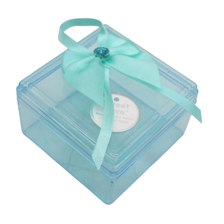 Turquoise Square Empty Decorative Acrylic Box | Gift Box | Chocolate Box | Sweet Box | Jewellery Box | Plastic Box | Pack of 10 - Bakeyy.com