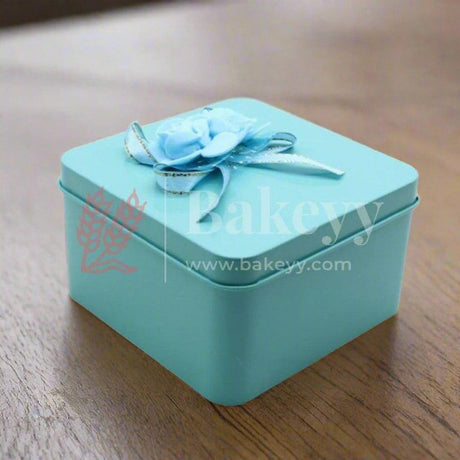 turquoise square Rectangle Empty Decorative Tin Box | Gift Box | Chocolate Box | Sweet Box | Jewellery Box | Luxury Box | Pack of 8 - Bakeyy.com - India - turquoise square Rectangle Empty Decorative Tin Box | Gift Box | Chocolate Box | Sweet Box | Jewellery Box | Luxury Box | Pack of 8 - Pack of 8