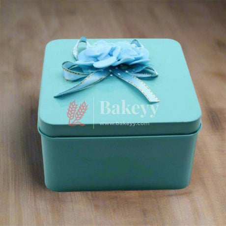 turquoise square Rectangle Empty Decorative Tin Box | Gift Box | Chocolate Box | Sweet Box | Jewellery Box | Luxury Box | Pack of 8 - Bakeyy.com - India - turquoise square Rectangle Empty Decorative Tin Box | Gift Box | Chocolate Box | Sweet Box | Jewellery Box | Luxury Box | Pack of 8 - Pack of 8