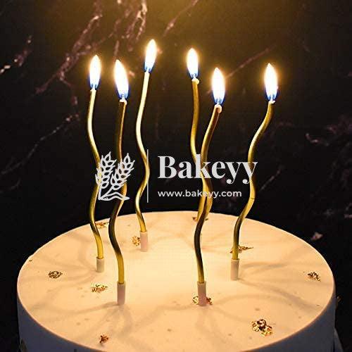 Twisty Metallic Spiral Candles Gold | 6pcs | For Birthday, Baby Shower, Wedding Party & Cake Decoration - Bakeyy.com - India - Twisty Metallic Spiral Candles Gold | 6pcs | For Birthday, Baby Shower, Wedding Party & Cake Decoration - Default Title