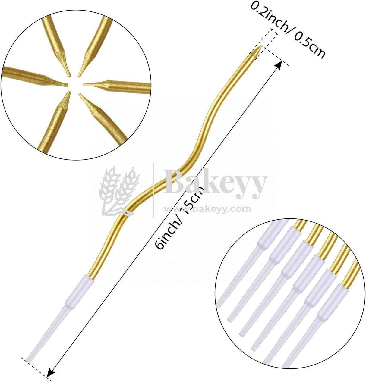 Twisty Metallic Spiral Candles Gold | 6pcs | For Birthday, Baby Shower, Wedding Party & Cake Decoration - Bakeyy.com - India - Twisty Metallic Spiral Candles Gold | 6pcs | For Birthday, Baby Shower, Wedding Party & Cake Decoration - Default Title