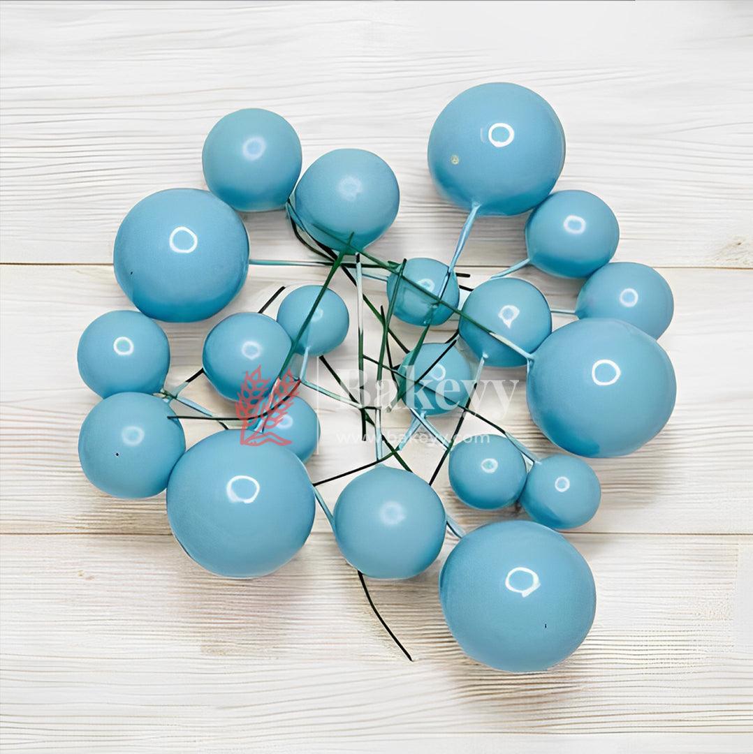 Faux Ball Sky Blue Round Ball Topper For Cake and Cupcake Decoration - Bakeyy.com - India - Faux Ball Sky Blue Round Ball Topper For Cake and Cupcake Decoration - Default Title