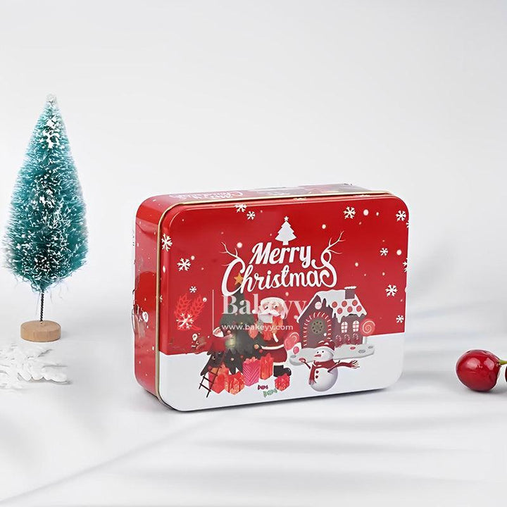 Red with Santa & Gingerbread House | Elegant Christmas Decorative Tin Box | Gift Box | Chocolate Box | Cookie Box | Luxury Box | Pack of 6 | - Bakeyy.com - India - Red with Santa & Gingerbread House | Elegant Christmas Decorative Tin Box | Gift Box | Chocolate Box | Cookie Box | Luxury Box | Pack of 6 | - Default Title