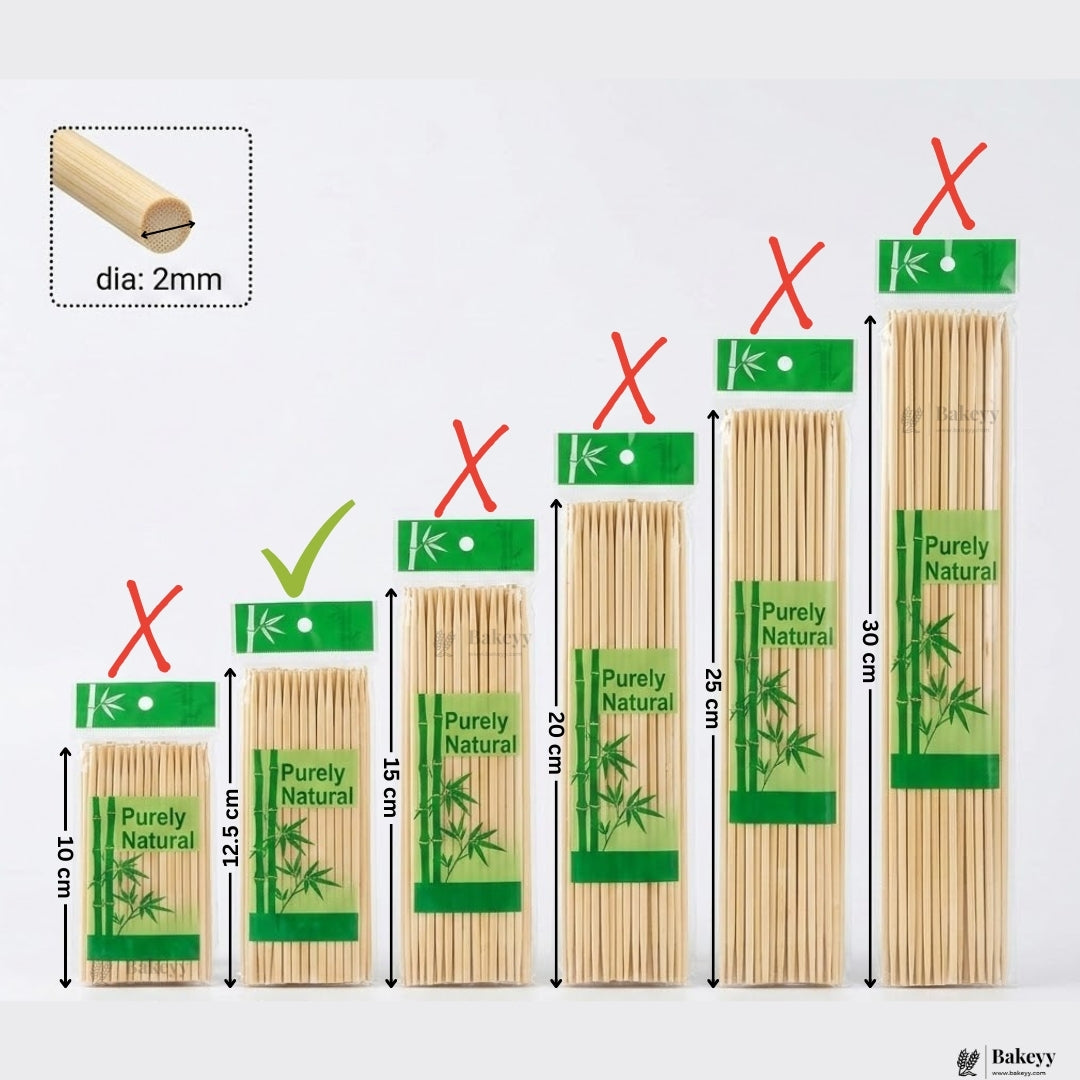 2 mm | Bamboo Skewers | Wooden Skewer | Wooden Stick | Pack of 60