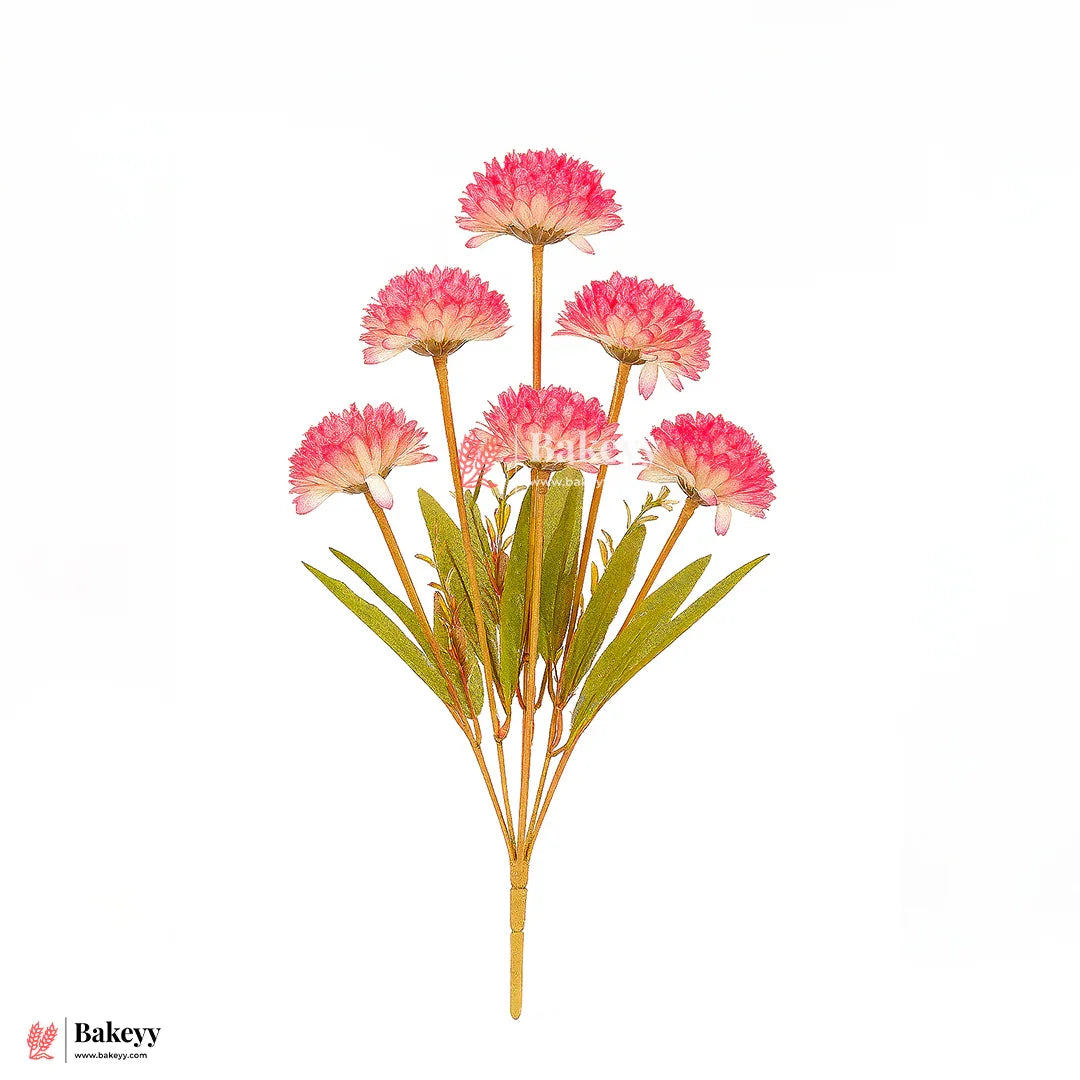 Artificial Chrysanthemum Flower Bunch – 37cm |Peach Pink With Cream Tips | Decorative Stick for Home & Events | Pack Of 1