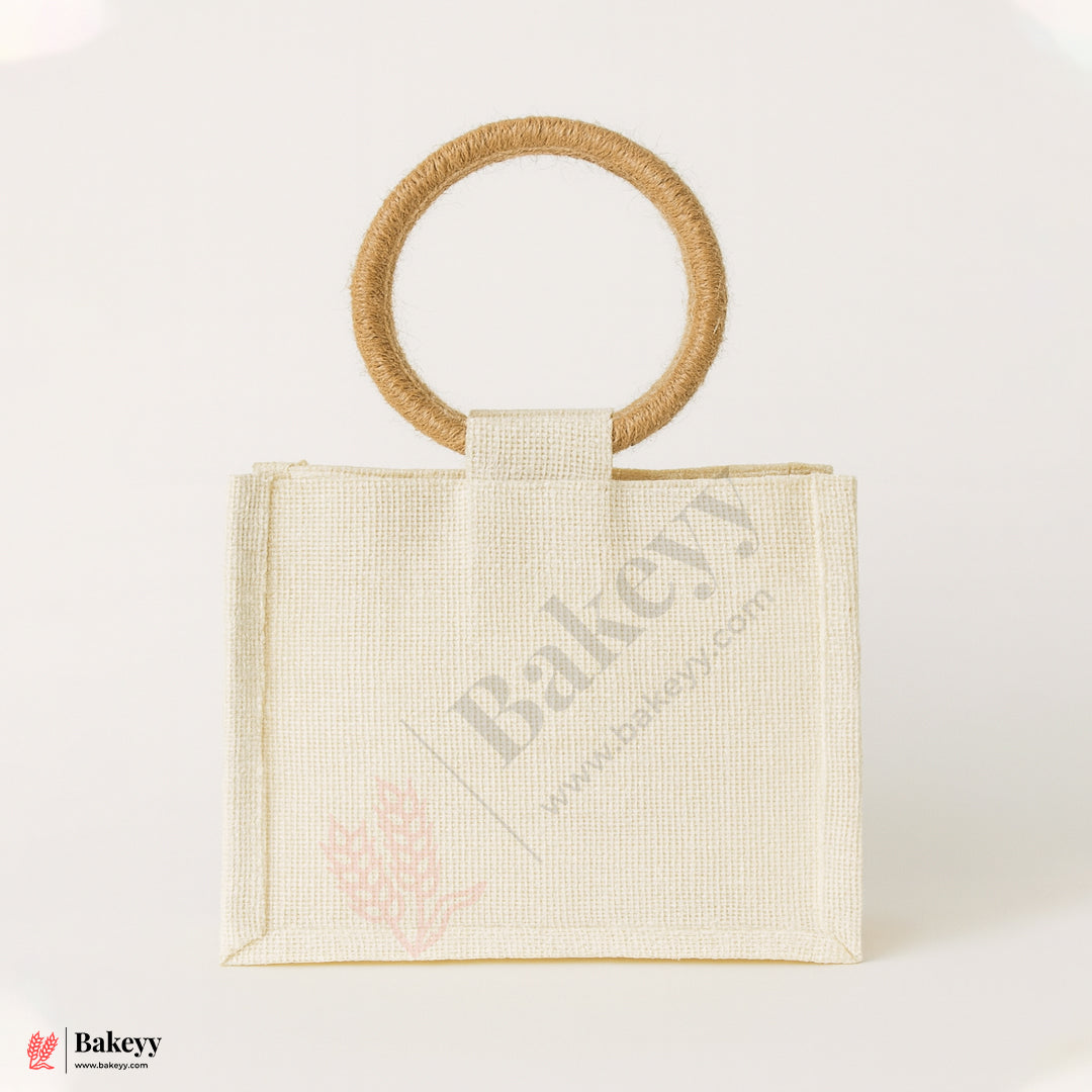 8x6x4 Inch Premium 2 Jar Jute Gift Bag with Transparent Window & Floral Accent – Pack Of 1